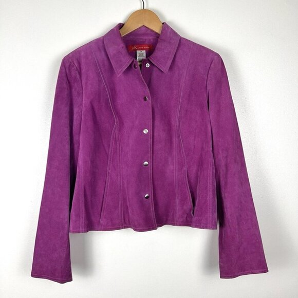 Anne Klein Jackets & Blazers - Women’s Anne Klein Magenta Pink Suede Jacket sz 14 Cropped Girly Preppy Coquette